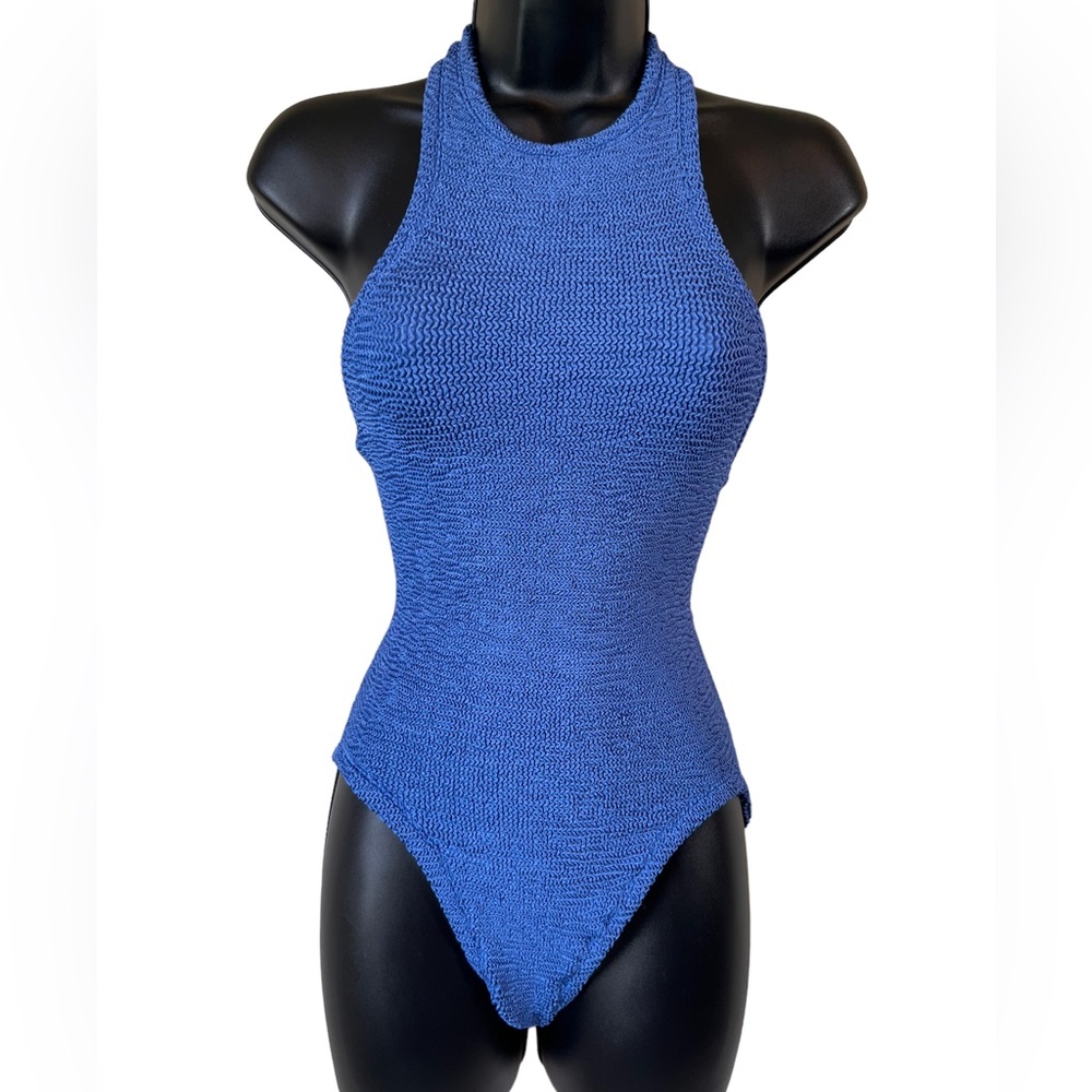 Hunza G Royal Blue Crinkle One-Piece Swimsuit